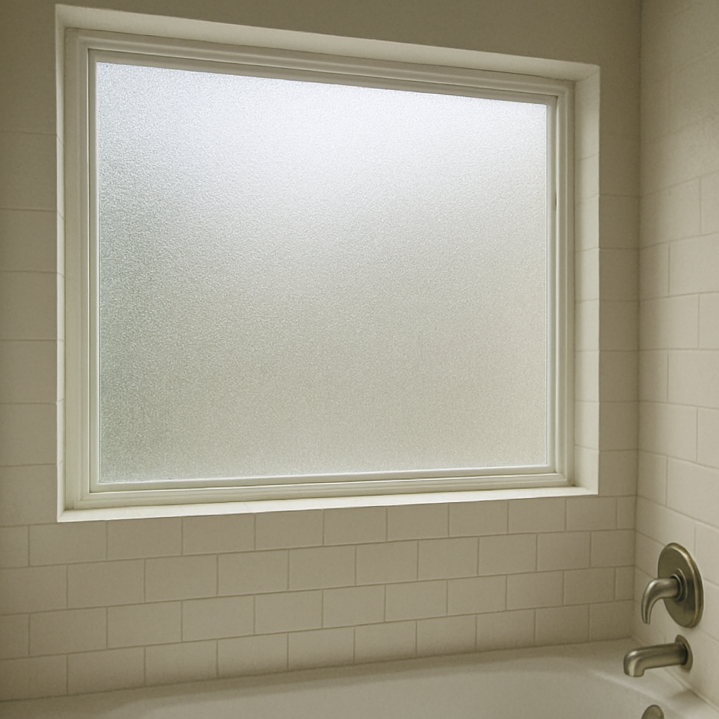 Frosted window film in bathroom