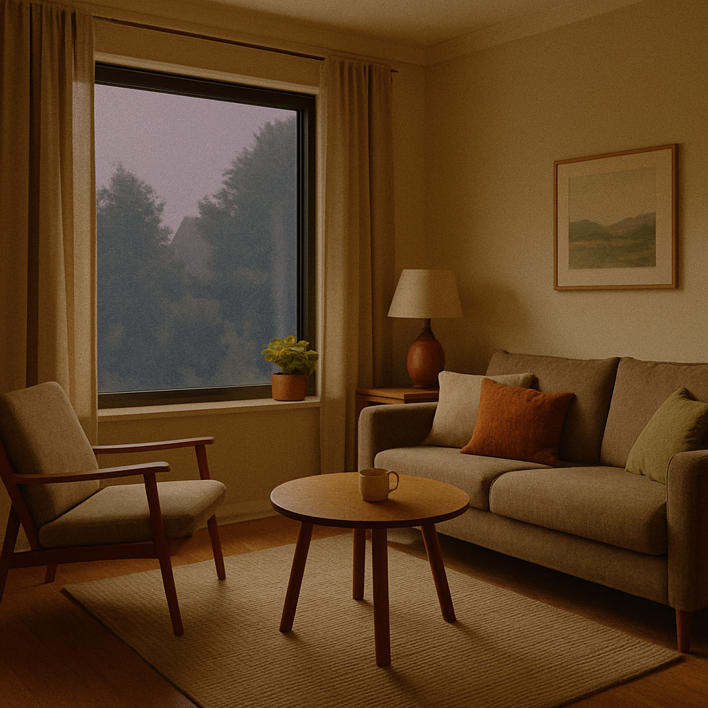 Cozy living room with window privacy tint
