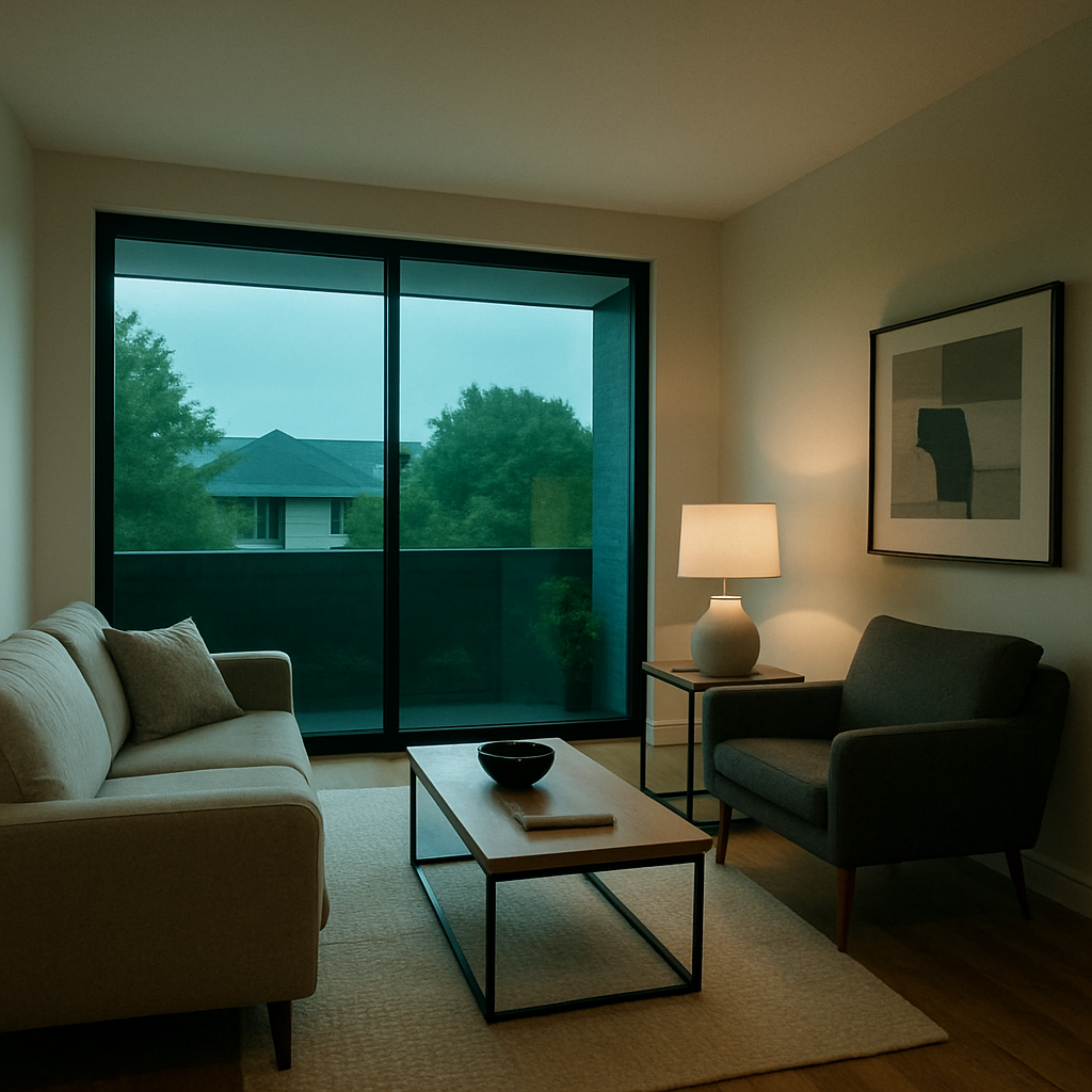 Modern living room with window tint