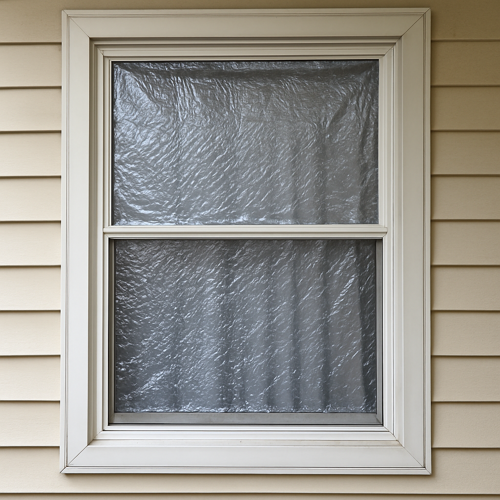 Insulated window film on a residential home window